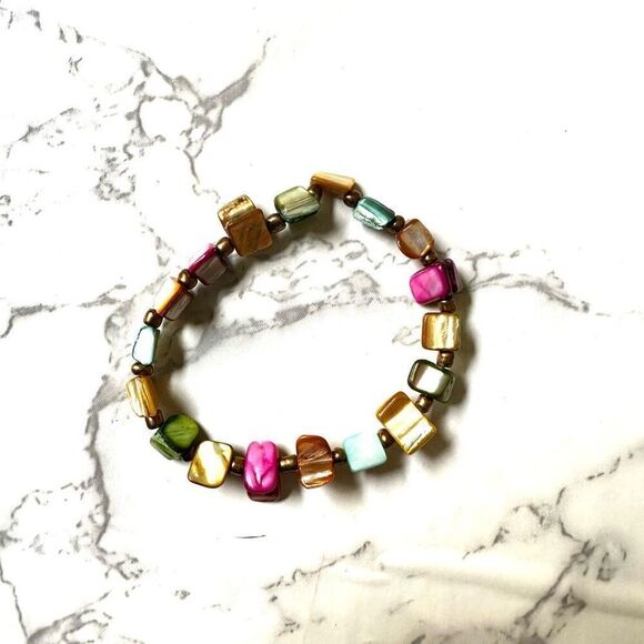 Colorful stretchy abalone bracelet - Picture 6 of 7